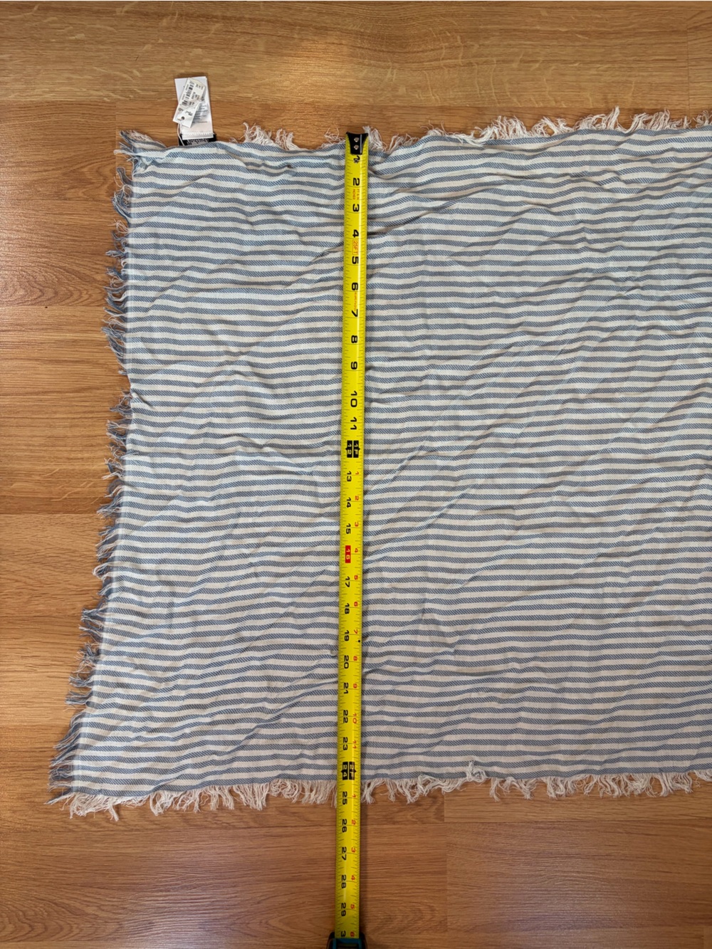 Madewell Blue and White Stripe Square Scarf with Fringe